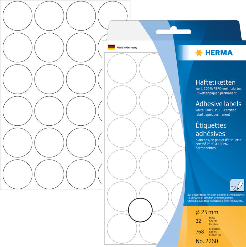 HERMA Schmucketiketten – Papier, 768 Stk, 32 Bogen, Ø 25 mm