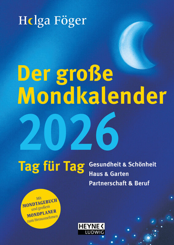 Heyne Ludwig Der grosse Mondkalender Tagesplaner – 1 Tag/Seite, gebunden, 17 × 24 cm, 2027, blau, FSC