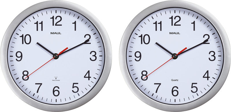 MAUL Wanduhr run – Ø 25,2 cm, silber, Kunststoff