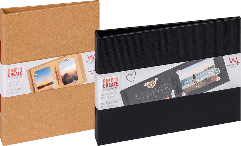 Walther Fotoalbum Pimp 'N Create – für 100 × 150 mm / 130 × 180 mm, 24 Fotos, Schwarz
