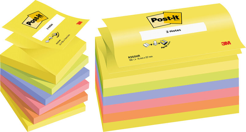 Post-it Haftnotizen – 76×76 mm – sortiert, 6×100 Blatt, Z-Faltung, PEFC