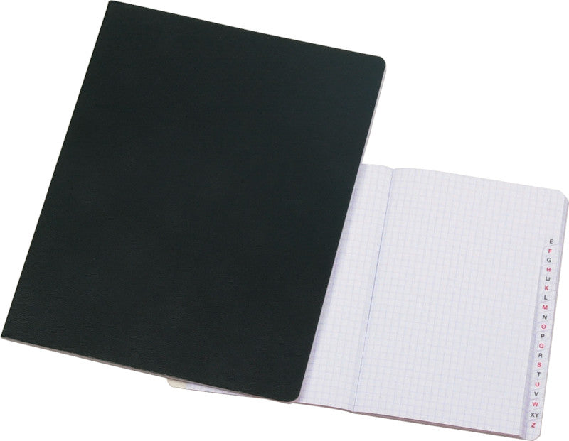 Natura line Wachstuchheft, A4, kariert, geheftet, Register A–Z, 96 Seiten, 80 g/m² – schwarz