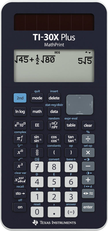 Texas Instruments Taschenrechner TI-30X Plus MathPrint – 11-stellig, LCD, Solar + Batterie, 80×184×17 mm