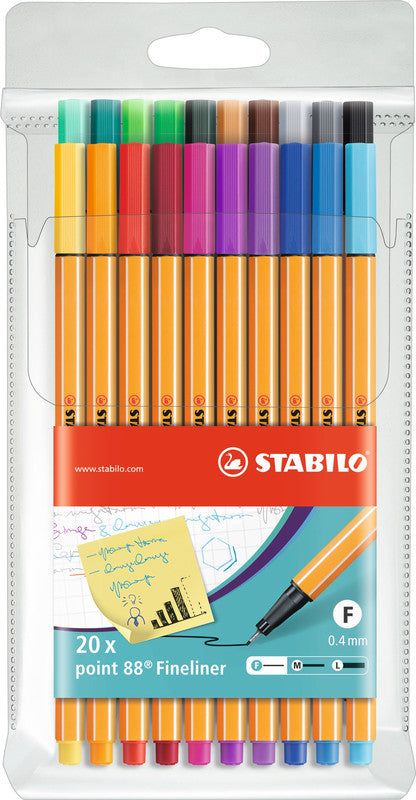 STABILO Point 88 Fineliner – 20er-Set 0,4 mm – sortiert
