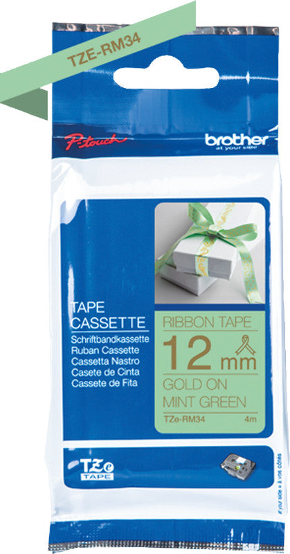 Brother Textilband – 12 mm × 4 m, mintgrün, gold