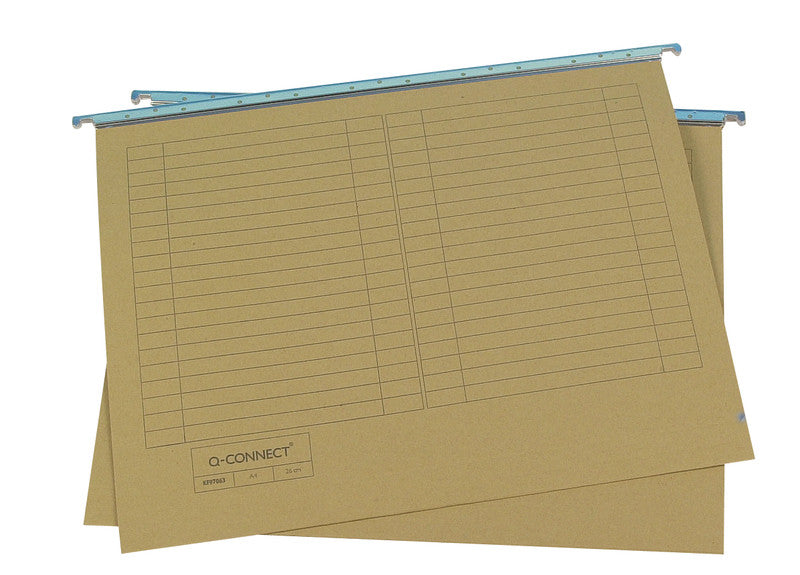Q-connect Hängeordner für A4 – Karton, olivgrün, 320 × 260 mm, mit Vordruck