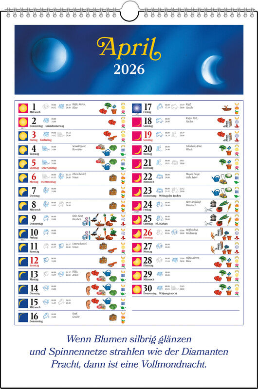 Heyne ludwig Heye – Bildkalender Mond 2026 – 33 × 48,5 cm – d – mit Tagesfeldern