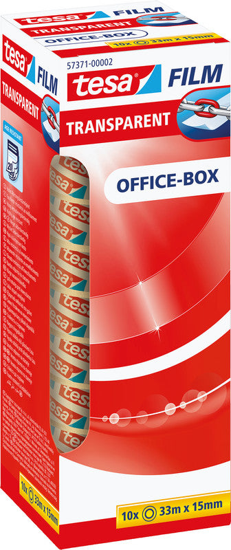 TESA Klebeband – permanent, klar, Kunststoff, 15 mm × 33 m, Kern Ø 26 mm