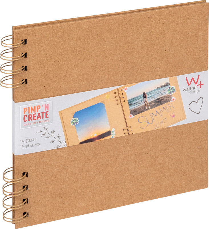 Walther Fotoalbum Pimp 'N Create – für 190 × 190 mm, schwarz, Spiralbindung, Karton