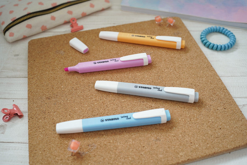 STABILO swing cool Pastel Edition Textmarker Set 4 Farben Pastell – Keilspitze, 1–4 mm