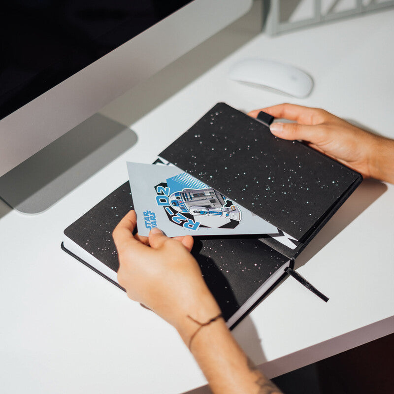 Star Wars Notizbuch – A5 – blanko – Fadenheftung, Stiftschlaufe, Einstecktasche, schwarz