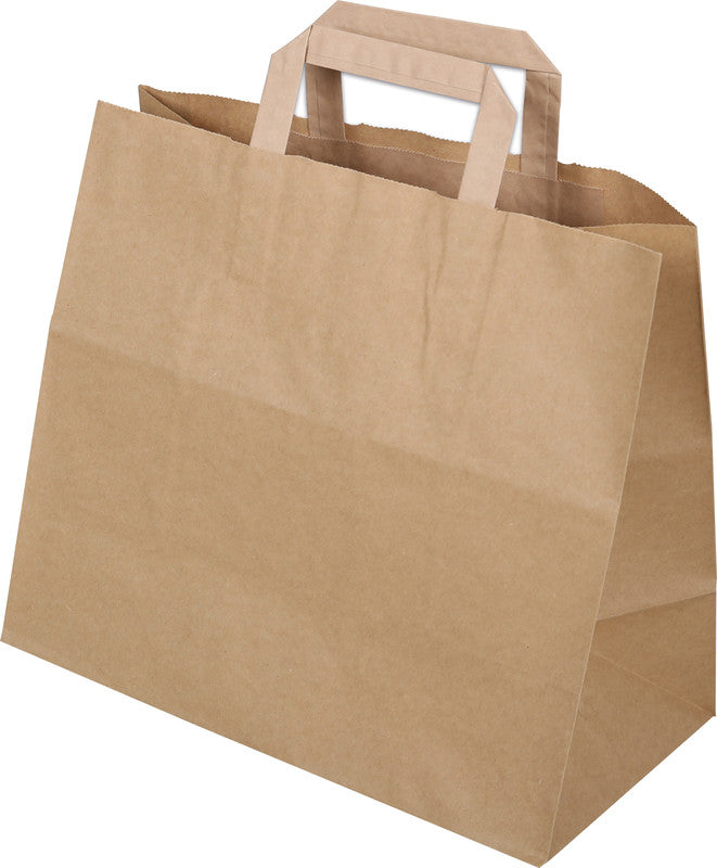 Elco Papiertragetasche mit Flachhenkeln – 32 × 29 × 17 cm – Kraftpapier, 80 g/m² – Braun – 50 Stk.