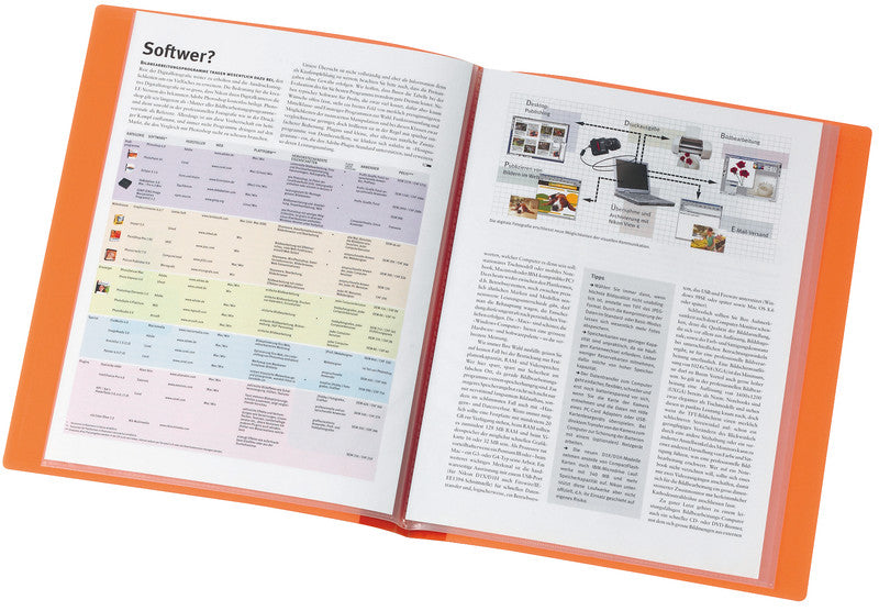 Kolma Sichtbuch – 20 Sichttaschen, A4, glatt, glänzend, orange, Kunststoff