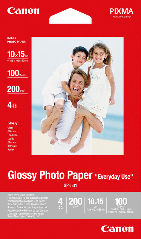 Canon Fotopapier – glänzend, 100 × 150 mm, 200 g/m², 100 Blatt, einseitig – für Inkjet-Drucker