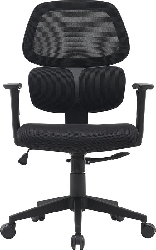 Q-CONNECT Ancona Bürostuhl – Netzrücken – Schwarz, höhenverstellbare Armlehnen, 46–56 cm, bis 110 kg