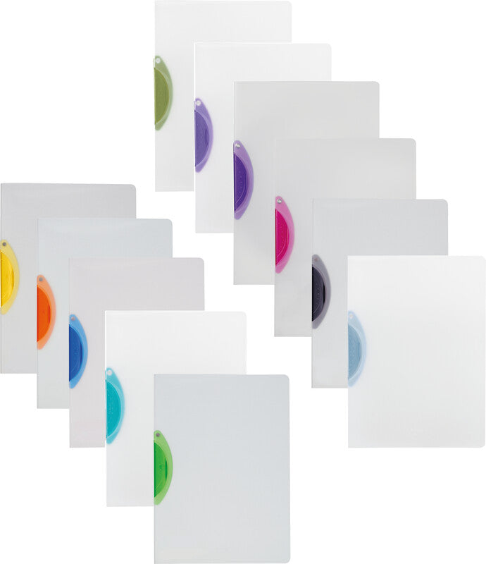 Kolma easy Plus Klemmhefter für A4, Kunststoff, transparent/türkis – bis 30 Blatt – 1 Stk