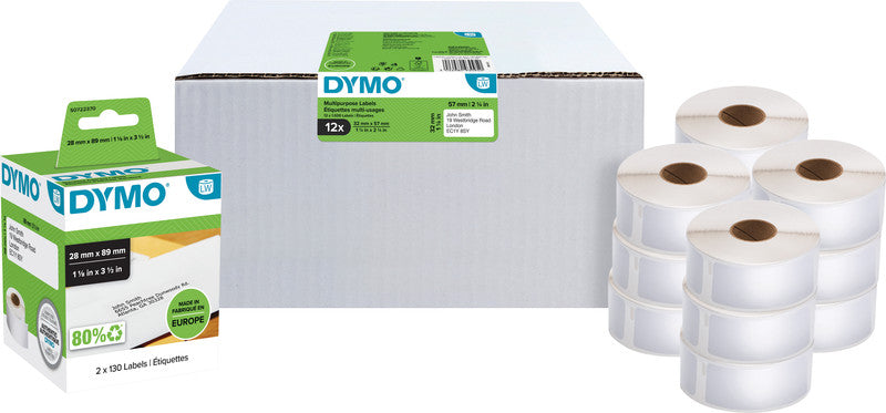 DYMO Etiketten, 50 mm × 12 mm, weiss, Papier, permanent, für LabelWriter 310, 320, Turbo 330 und andere