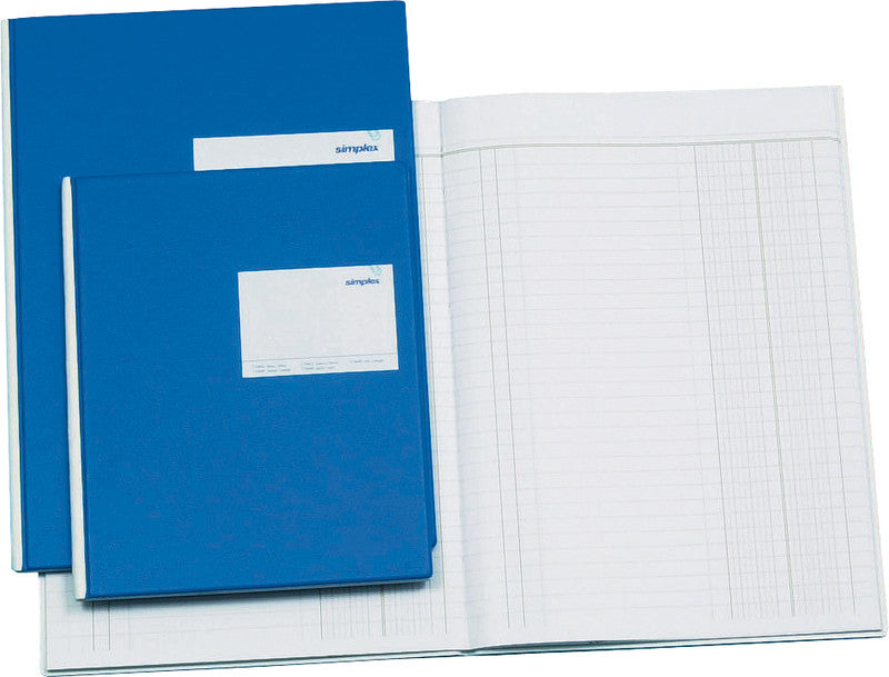 Simplex Geschäftsbuch, 175 × 220 mm, 2 Kolonnen mit Kopf, Fadenheftung, Karton, 40 Seiten – Blau
