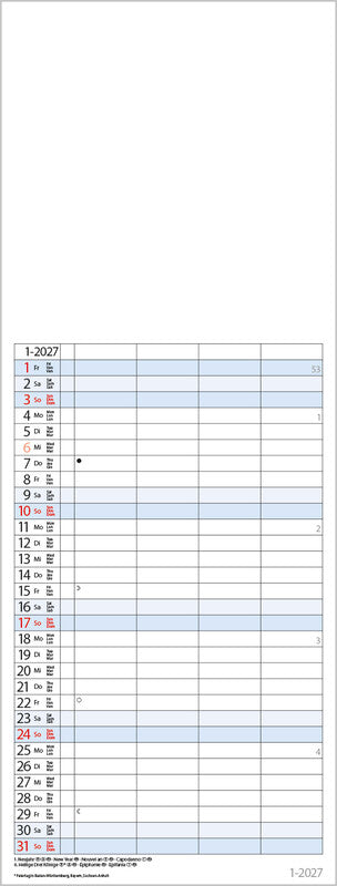 Korsch Familienplaner – für Familien – 4 Spalten – 2027 – 19 × 52 cm