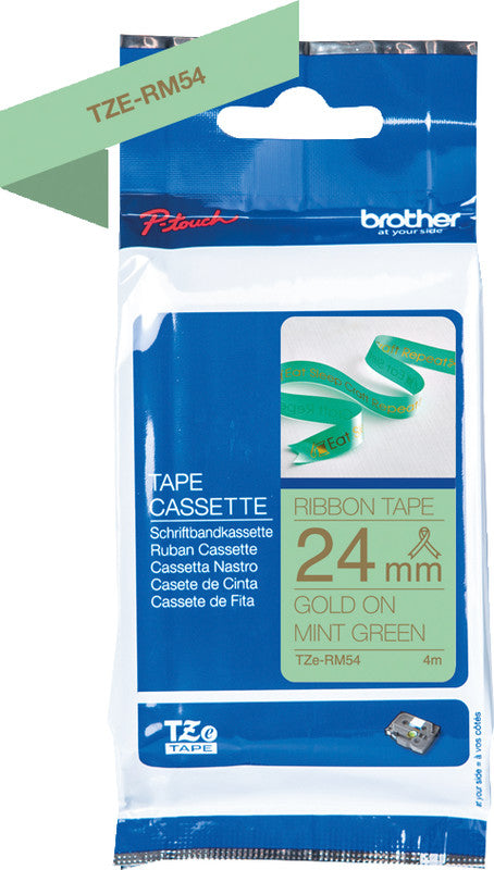 Brother Textilband – 24 mm × 4 m, mintgrün, gold, TZe