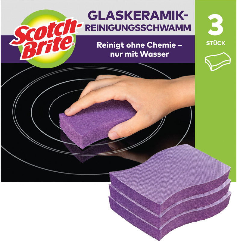 3M Schwamm – Kunststoff, 15 × 15 × 4 cm, violett, für Glaskeramik-Kochfelder, 1 Stk.