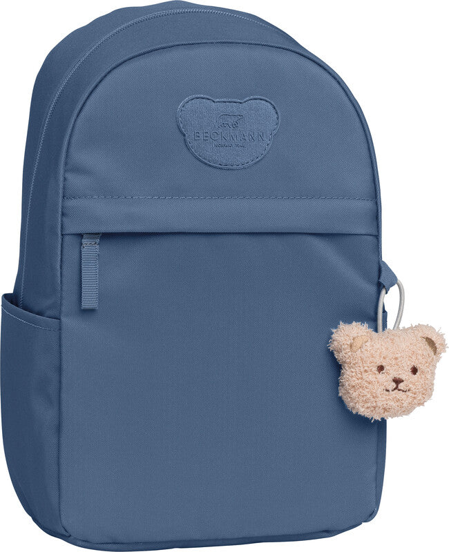 Beckmann Kindergartenrucksack, Infinity Blue, 10 l, 21×34×16 cm, mit Teddybäranhänger, mit Regenschutz