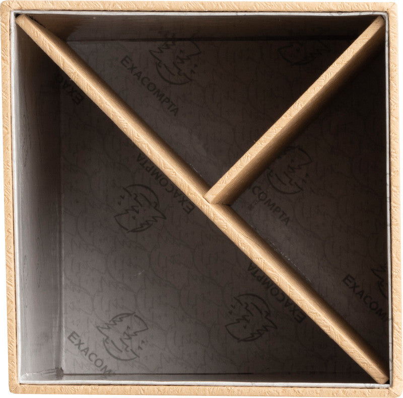 Exacompta OfficeByMe 67602E Stifteköcher – 3 Fächer, Beige, Karton (FSC), B 90 × H 110 × T 90 mm