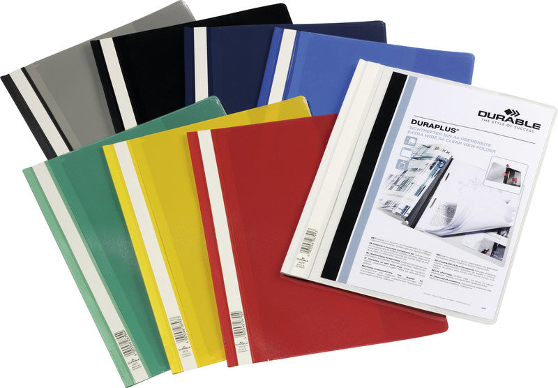 Durable Schnellhefter – A4, Kunststoff, Dunkelblau, Sichttasche, Beschriftungsfeld