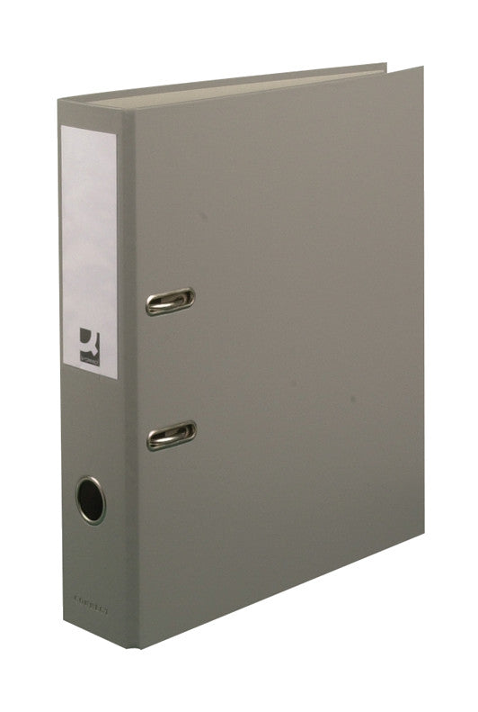 Q-connect Ordner – A4 hoch – 2-Ring Hebelmechanik, Rücken 70 mm – grau, Karton, mit Niederhalter, FSC