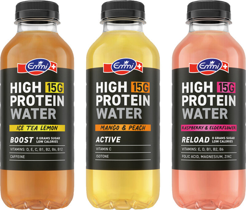 Emmi Proteinwasser Boost, Eistee Zitrone, koffeinhaltig – 5 dl