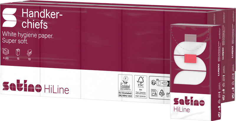 Satino hiline Taschentücher hochweiss – 4-lagig – 15×10 Taschentücher