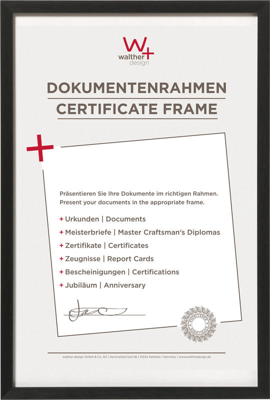 Walther Wechselrahmen, Schwarz, Kunststoff, 29,7 × 42 cm, mit Aufhänger – eco:plus