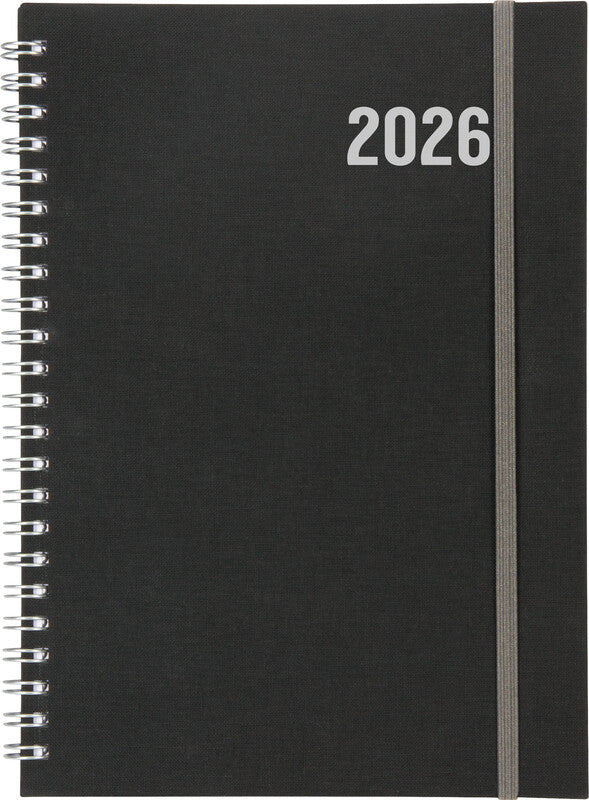 Biella Dispo Term Savanna Agenda – 1 Woche/2 Seiten, Spiralbindung, 14,5 × 20,5 cm, 2026, Dunkelgrau, FSC