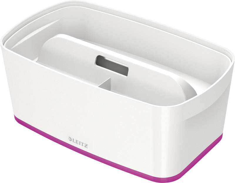 Leitz MyBox Aufbewahrungsbox – Kunststoff, weiss/violett, 31,8 × 12,8 × 19,1 cm