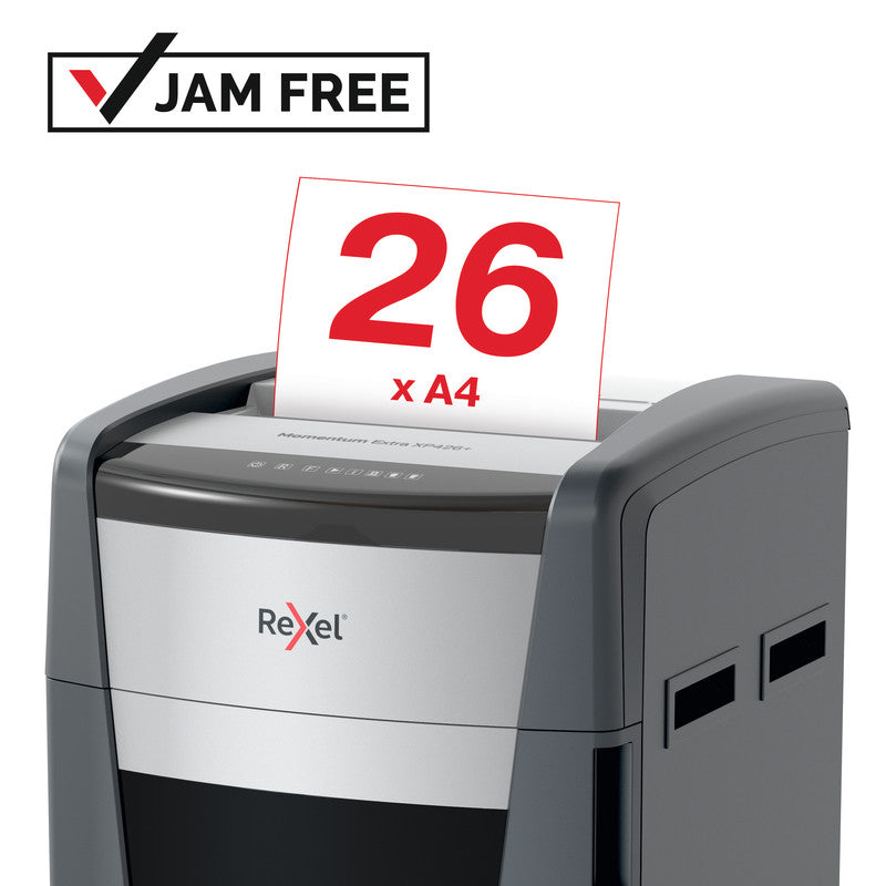 Rexel Momentum Extra XP426+ – Aktenvernichter, DIN P-4, Partikelschnitt 4 × 30 mm, 26 Blatt, 120 l, A4
