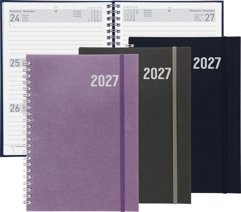 Biella Dispo Term Savanna Agenda – 1 Woche/2 Seiten, Spiralbindung, 14,5 × 20,5 cm, 2026, Dunkelgrau, FSC