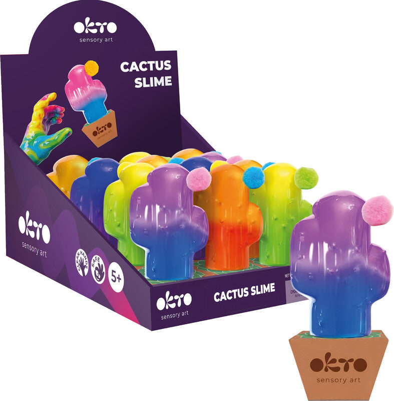 Okto sensory art Slime Kaktus – H 7,5 × Ø 5,0 cm, 90 ml – ab 3 Jahren – Kunststoff – mehrfarbig