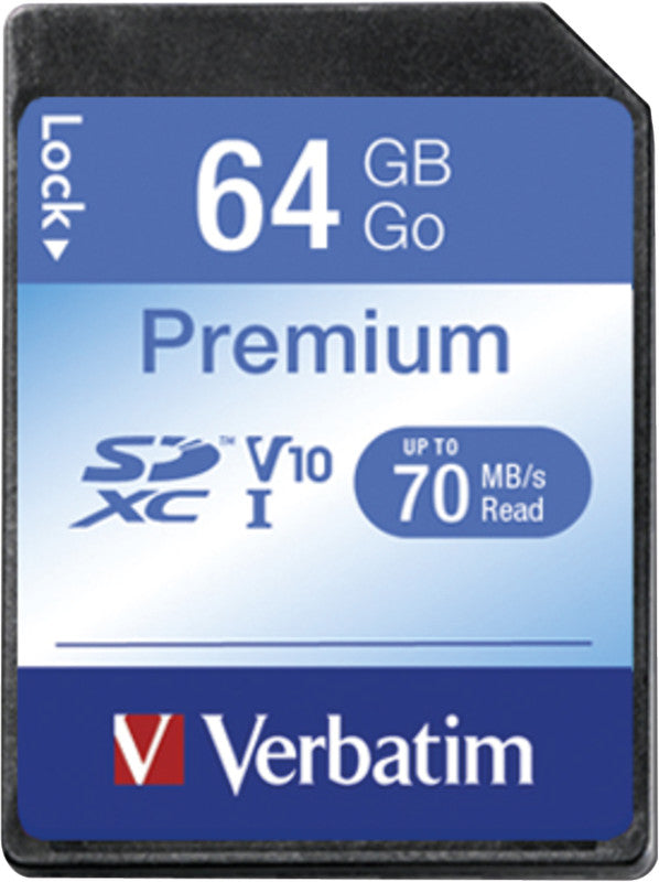 Verbatim SDXC Class 10 Speicherkarte – 64 GB, Lesen 45 MB/s, Schreiben 10 MB/s