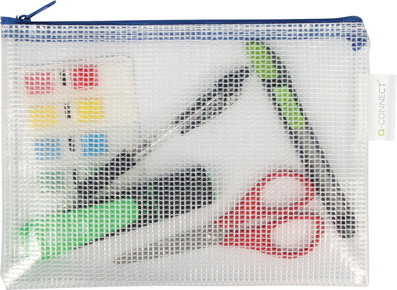 Q-connect Reissverschlusstasche – für Dokumente und Utensilien – 170 × 130 mm, Kunststoff, Orange – 8 Stück
