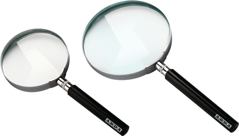 Arda – Handlupe – 3× – Ø 75 mm, ergonomischer Griff, Metallfassung, schwarz