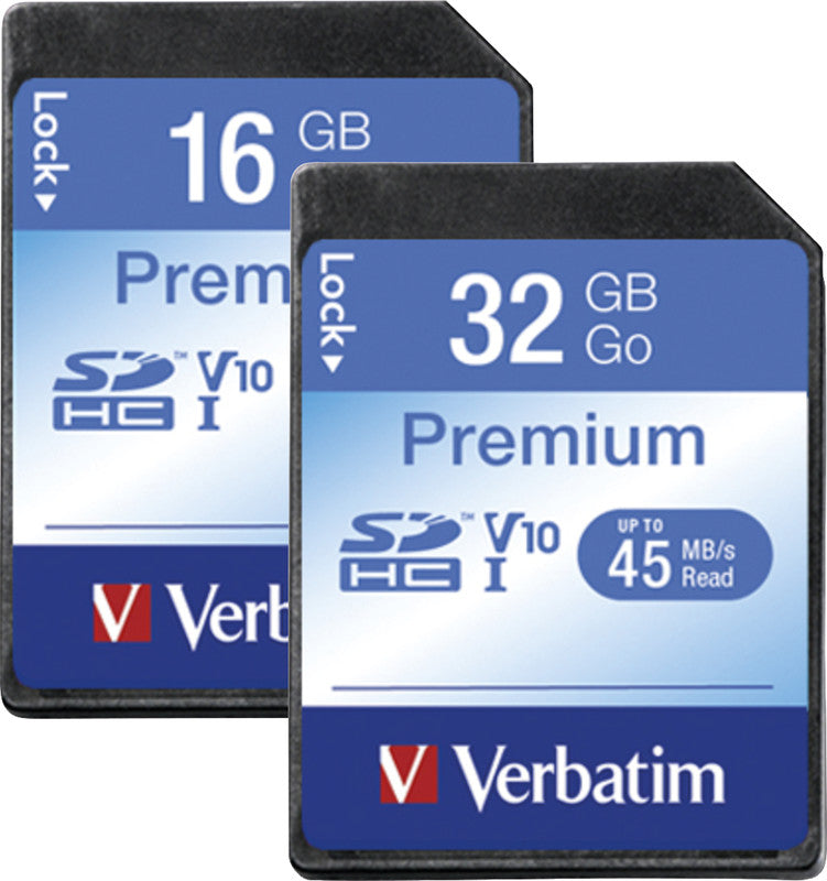 Verbatim SDHC Class 10 Premium Speichergerät – 16 GB, Class 10, Lesen bis 45 MB/s, Schreiben 10 MB/s