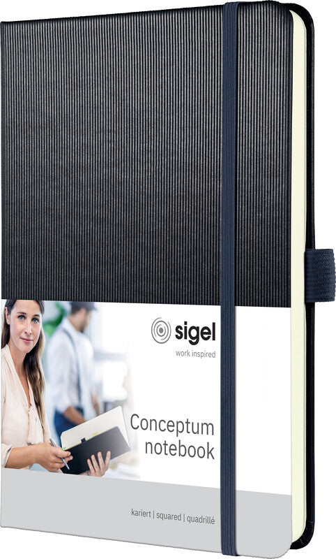 Sigel Notizbuch Conceptum Metallic Edition, kariert, Fadenheftung, Hardcover, 194 Seiten, 80 g/m² – grau