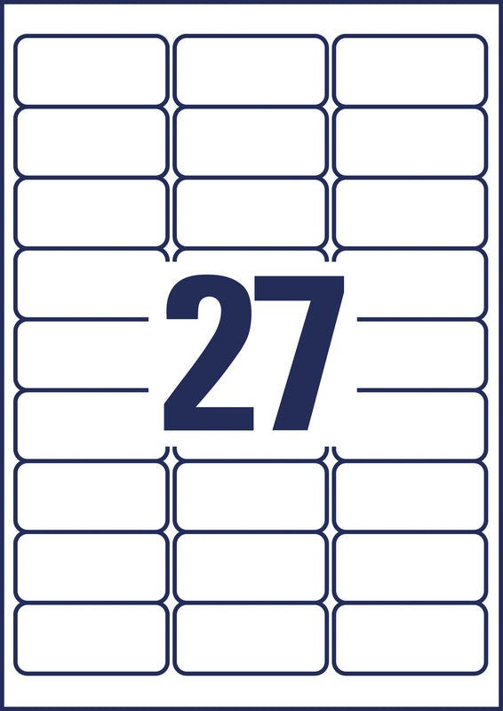 Avery Drucketiketten, 64 mm × 30 mm, weiss, Papier, wiederablösbar, 100 Blätter (2700 Etiketten)