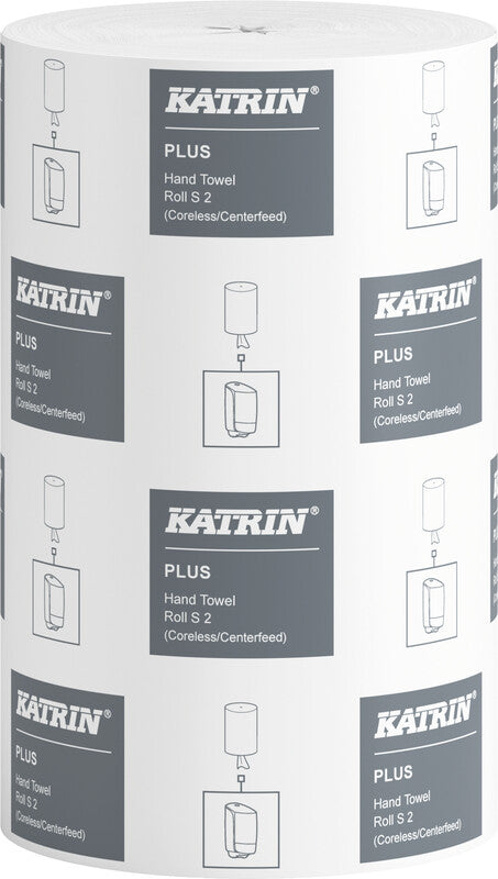Katrin Handtuchrolle – 2-lagig, Recyclingfasermaterial, Weiss, 205 mm × 60 m, für Katrin Inclusive S
