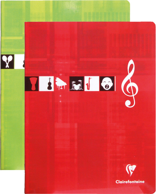 Clairefontaine Notenheft, 175 × 220 mm, kariert 5 mm, Klammerheftung, Karton, 56 Seiten, 90 g/m² – sortiert