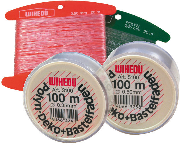 Wihedü Nylonfaden – Ø 0,50 mm, 20 m, transparent, Reisskraft 10 daN