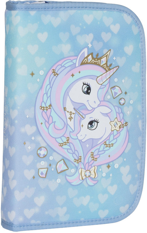 Beckmann Classic 1st Schuletui 2-klappig, gefüllt, 21-teilig – Unicorn Princess Ice Blue – Kunststoff