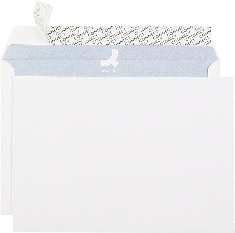 Q-CONNECT Couvert C4, ohne Fenster, selbstklebend, weiss, 120 g/m², mit Innendruck – 50 Stk.