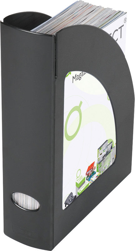 Q-Connect Stehsammler – für A4/C4, mit Griffloch, 80 × 320 × 250 mm, schwarz, Kunststoff