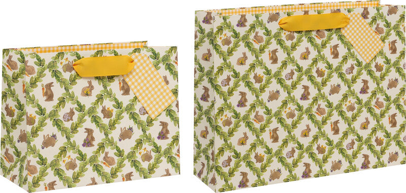Glick Geschenktasche 'Diamond Bunnies' – 33,5 × 10 × 27,5 cm, Papier, mit Satinband, mehrfarbig, mit Anhänger